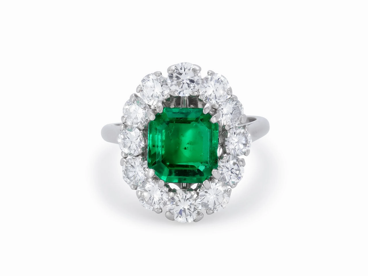 Mellerio dits Meller Emerald and Diamond Ring in Platinum
