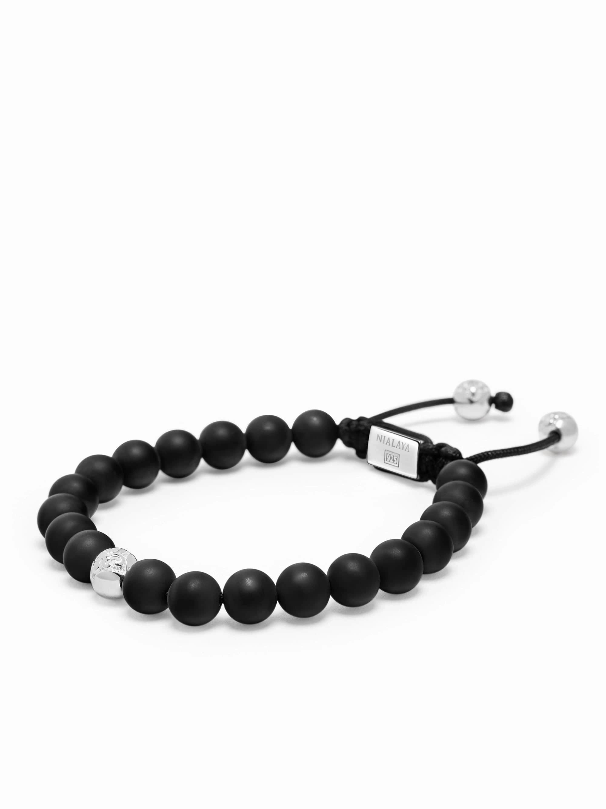 Men's Beaded Bracelet with Onyx and Sterling Silver Beads