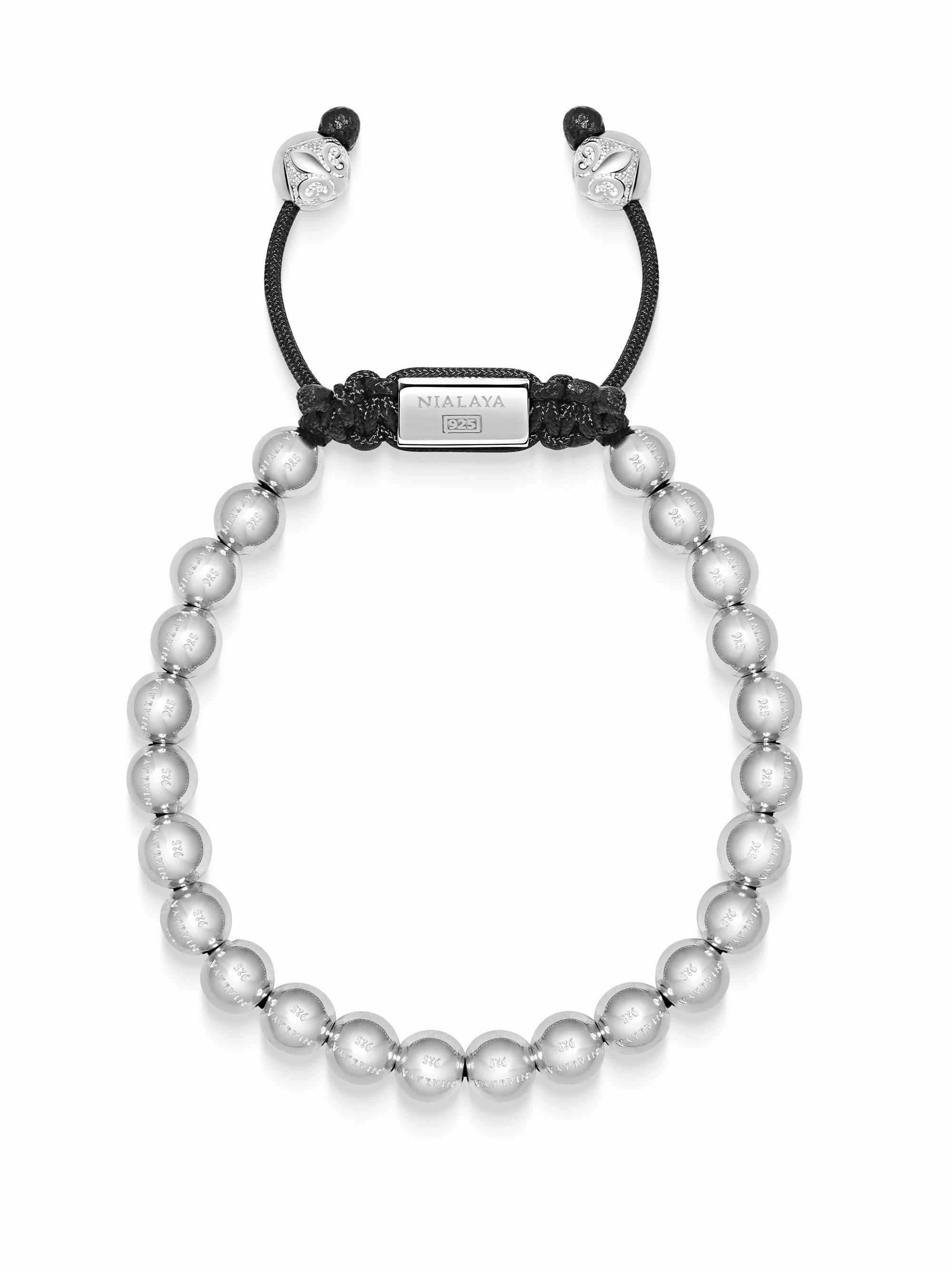 Men's Beaded Bracelet with Sterling Silver Beads