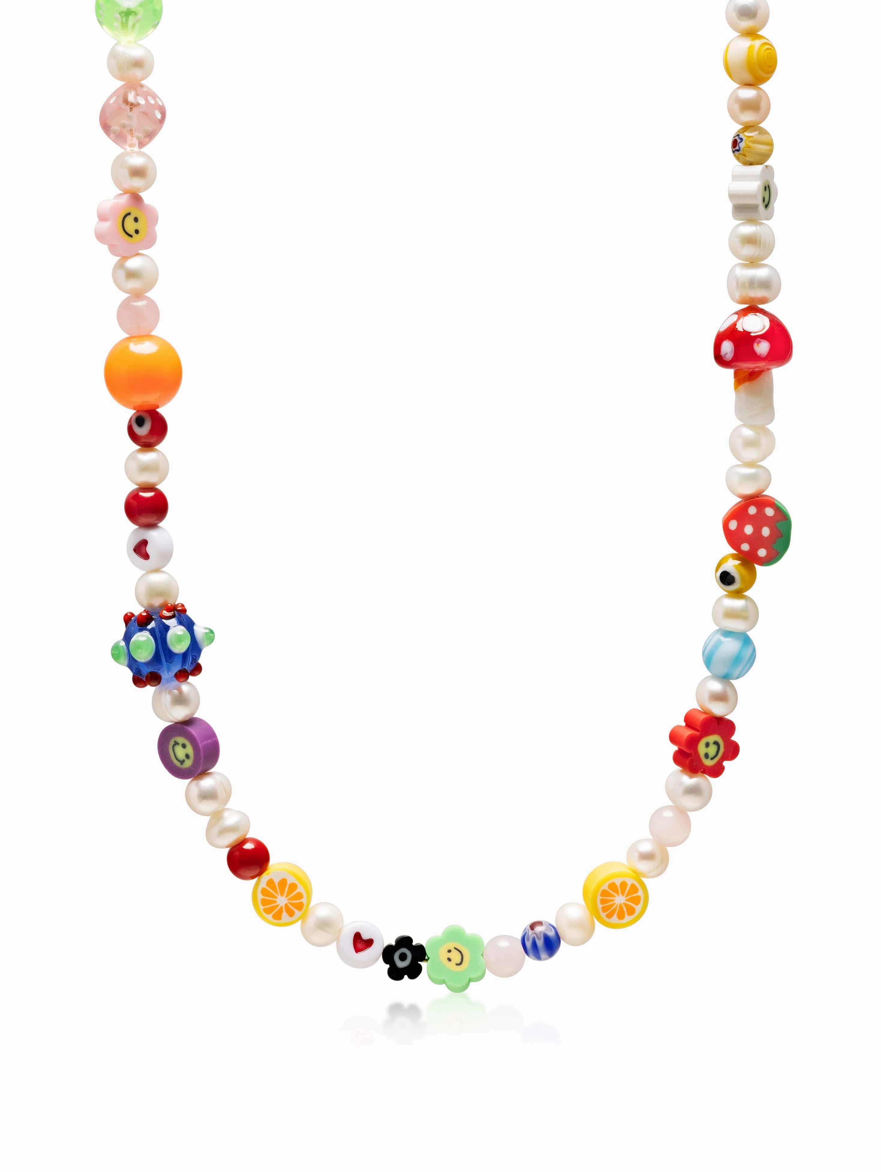 Men's Berry Pearl Necklace with Assorted Beads