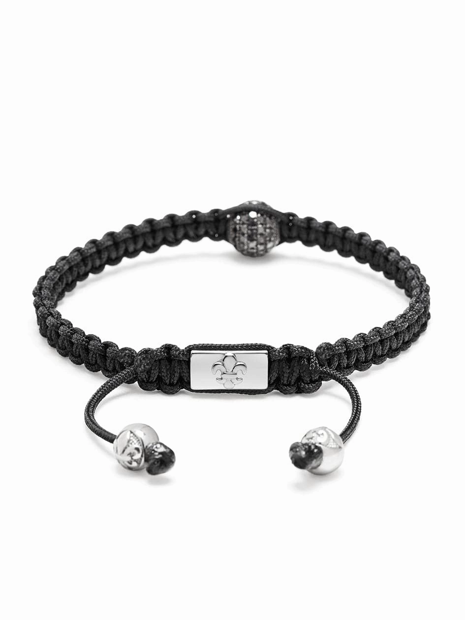 Men's Black String Bracelet with Black Diamond Bead