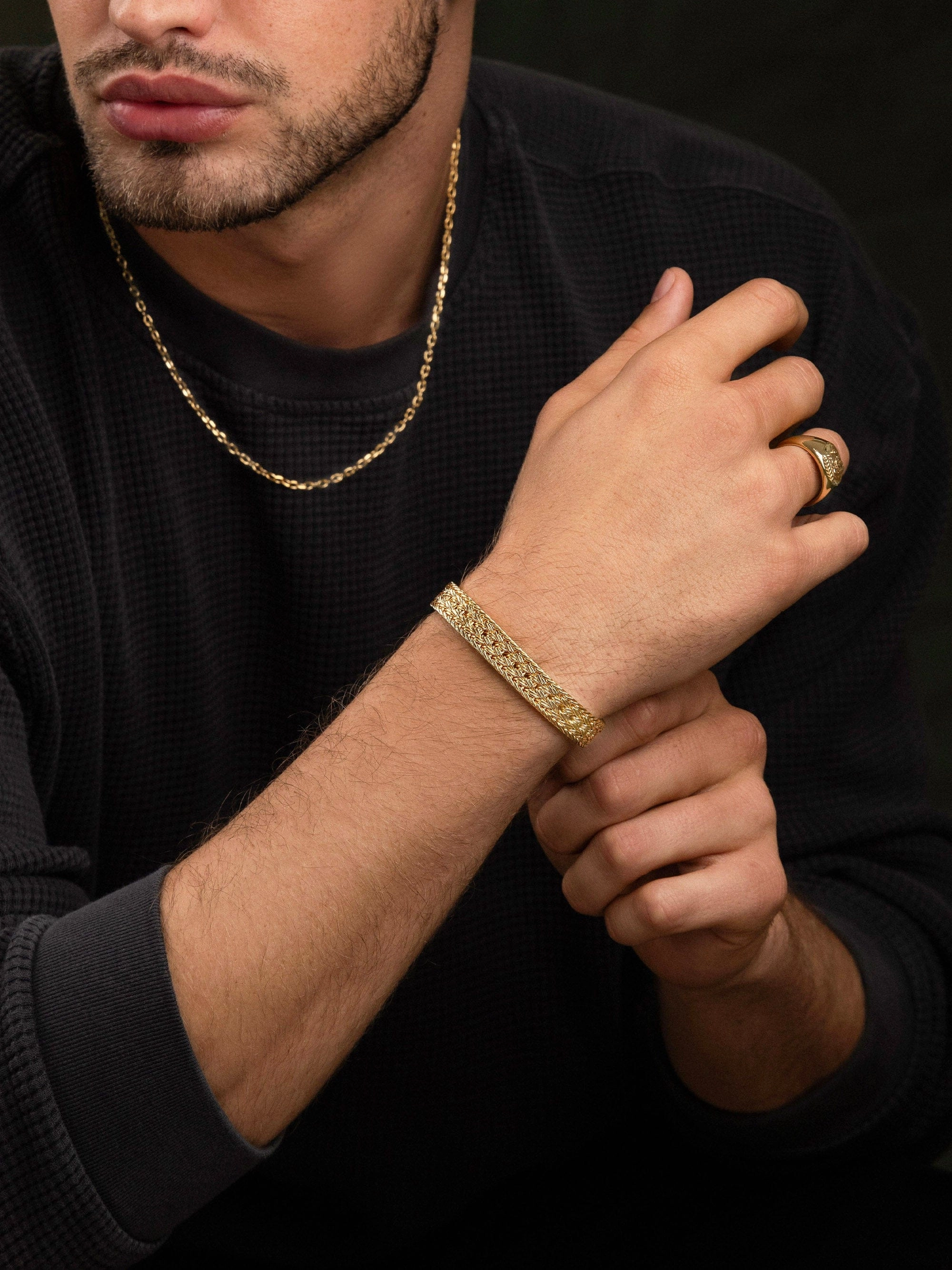 Men's Gold Braided Chain Bracelet