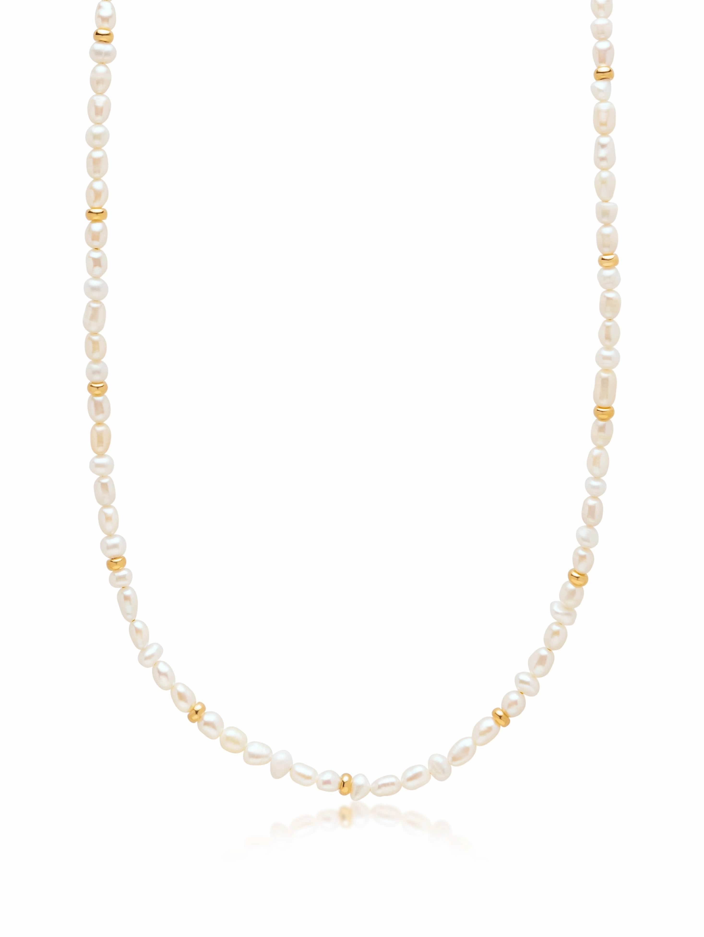 Men's Mini Pearl Necklace with Gold Plating