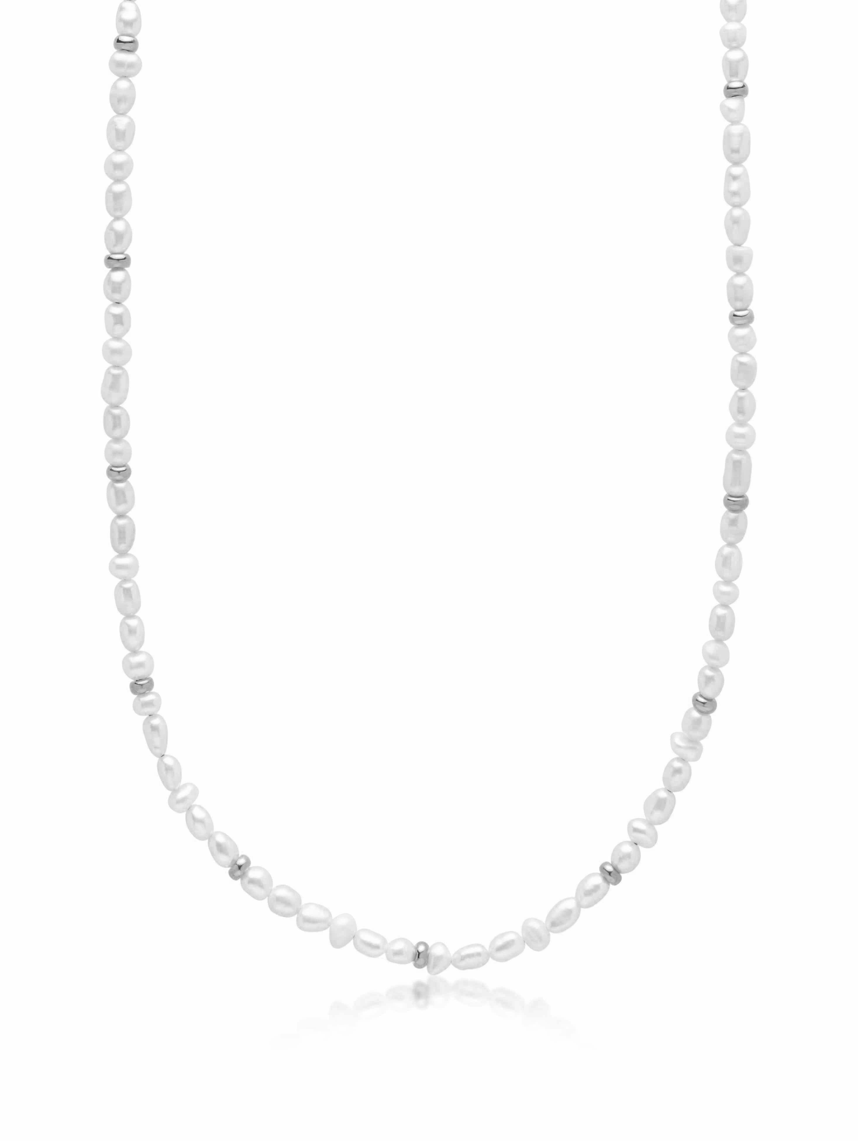 Men's Mini Pearl Necklace with Silver