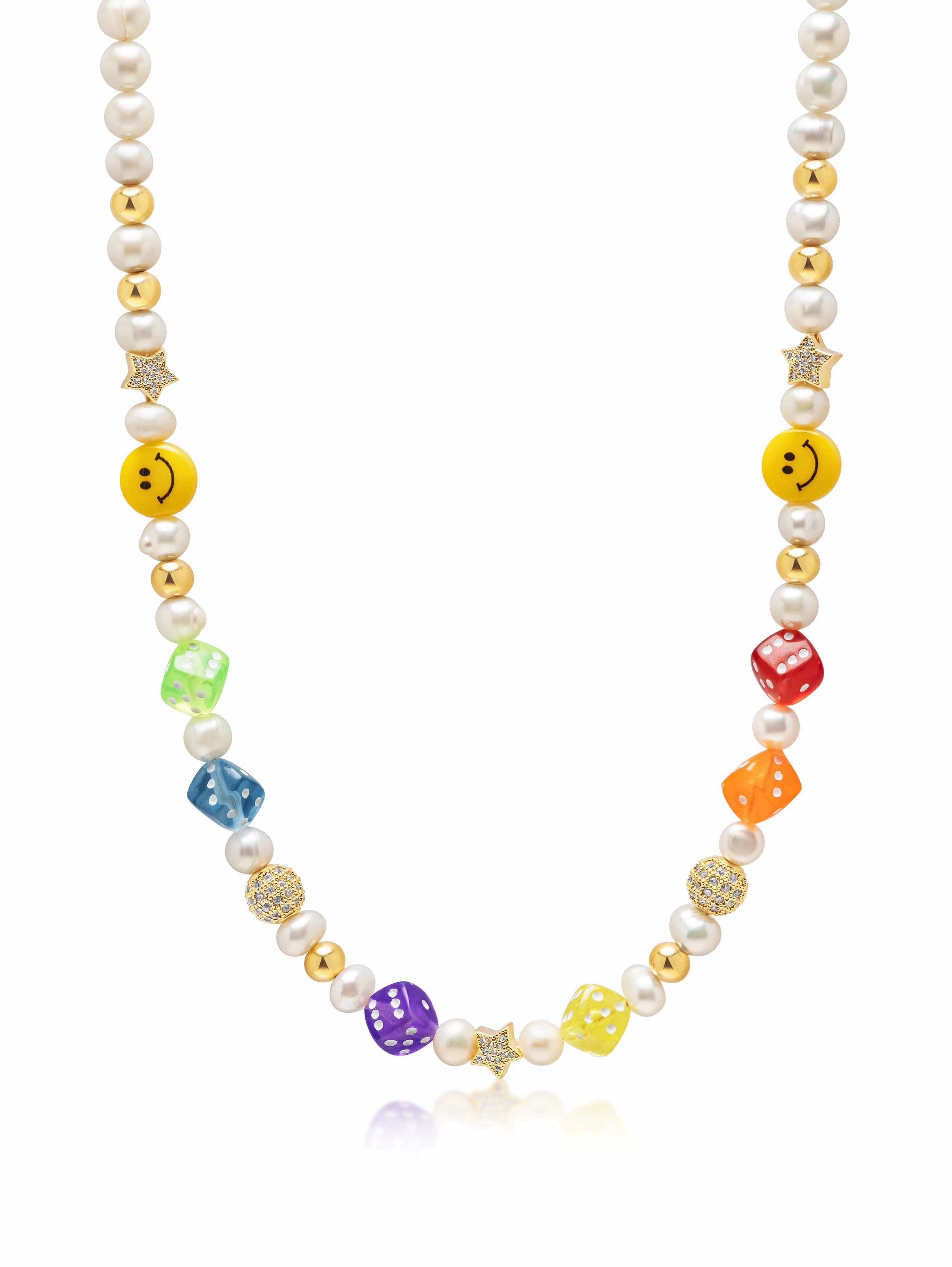 Men's Pair of Dice Pearl Necklace