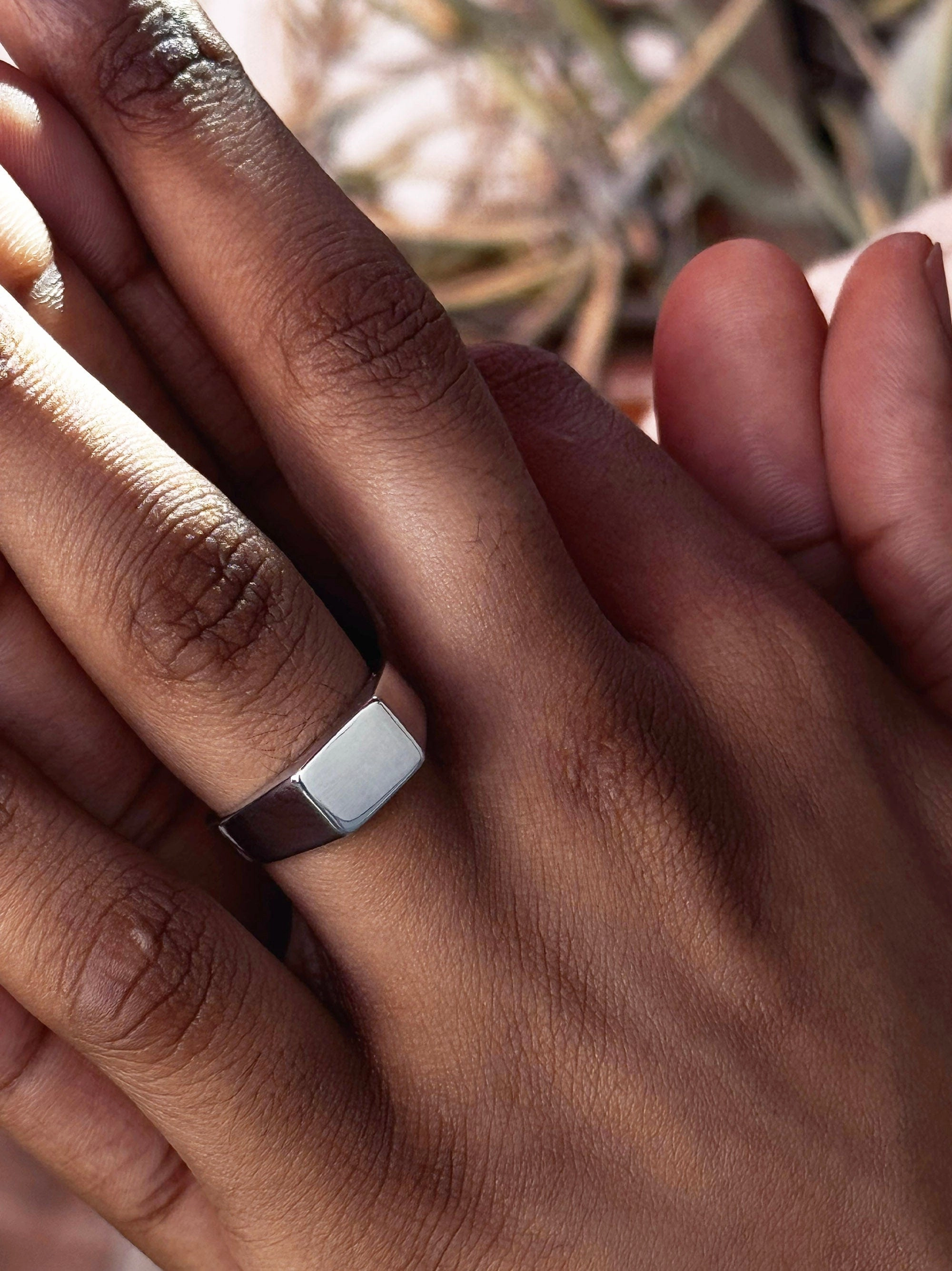 Men's Rectangle Sterling Silver Signet Ring