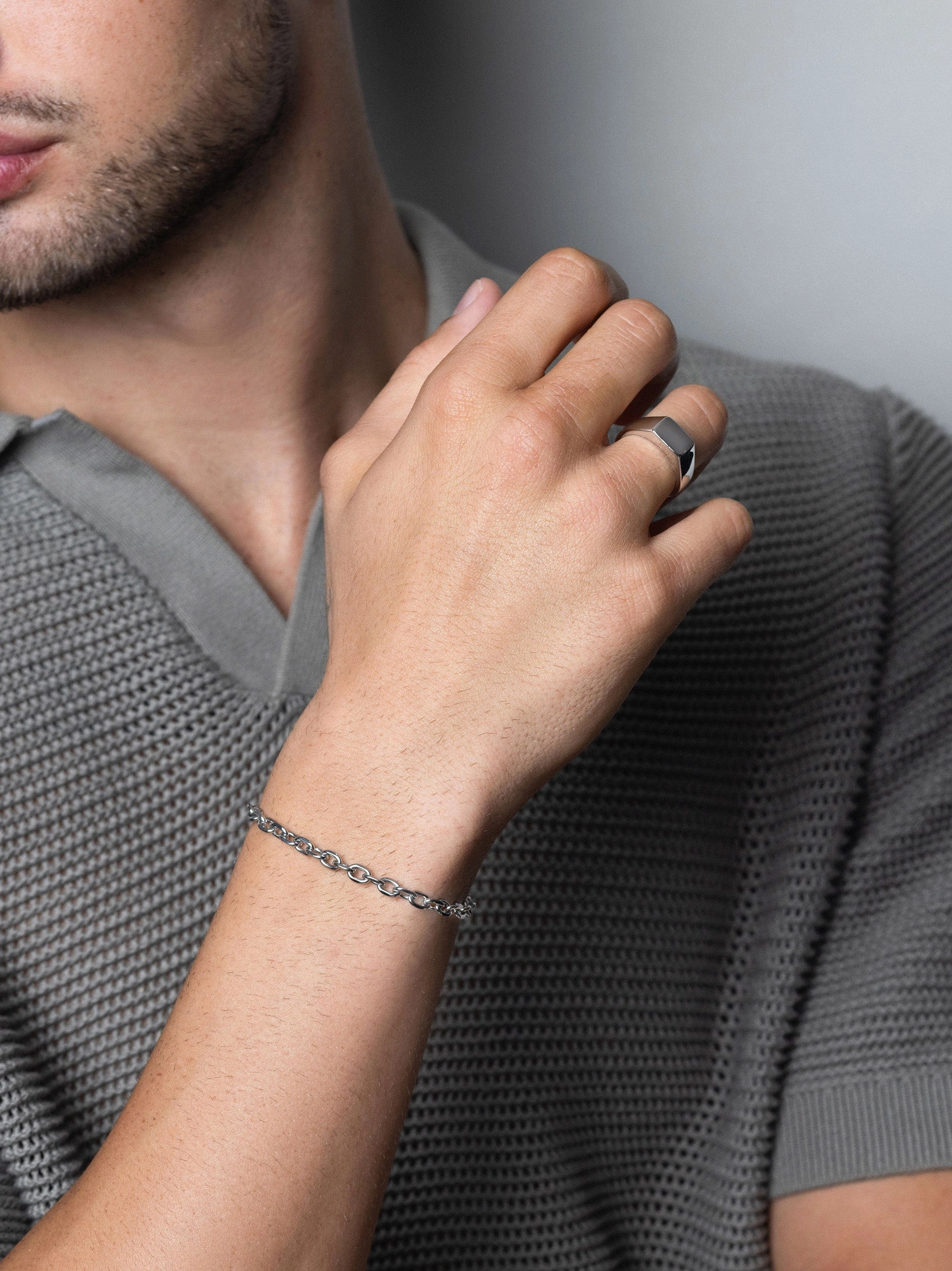 Men's Rectangle Sterling Silver Signet Ring