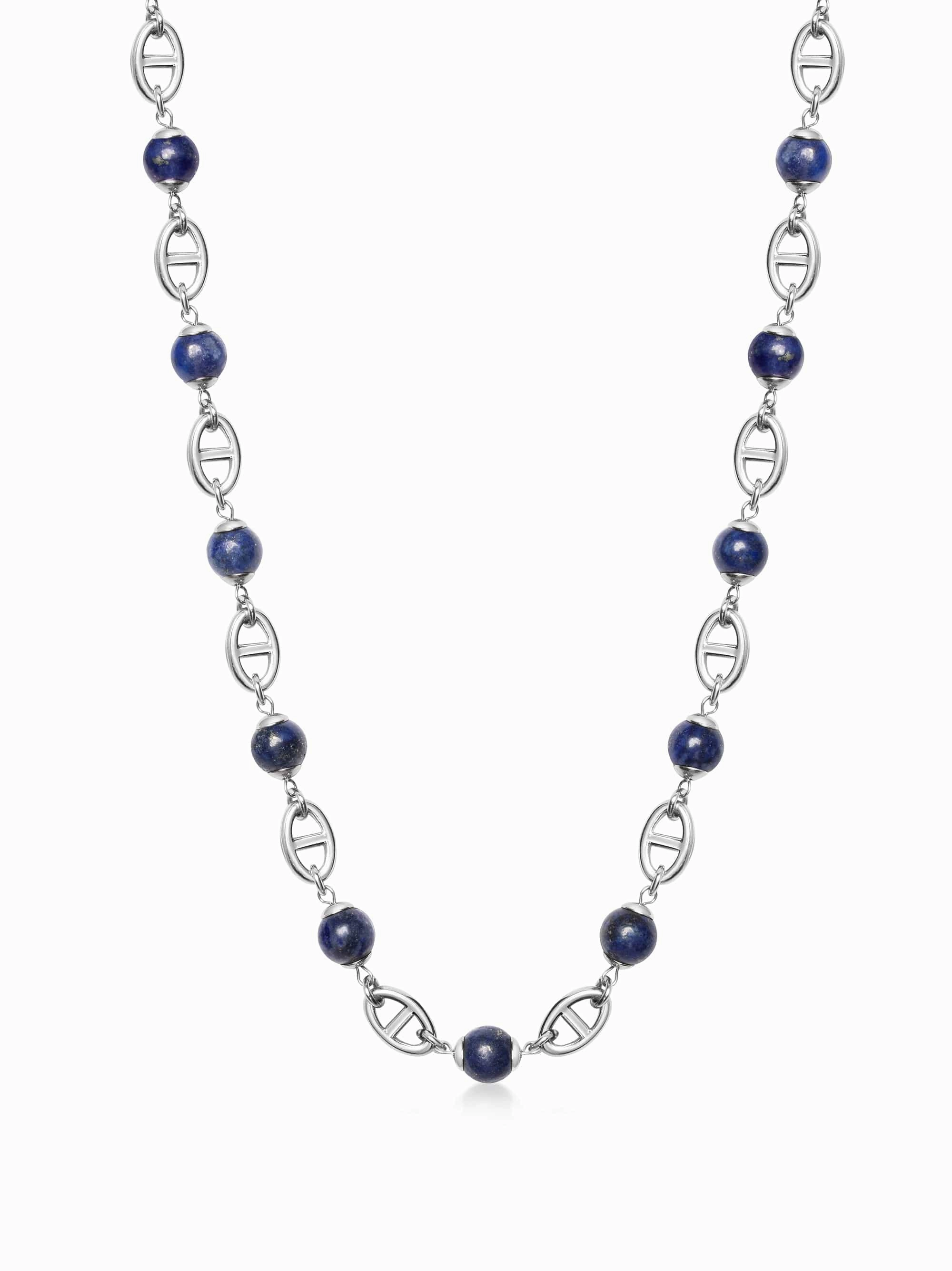 Men's Silver Mariner Chain with Blue Lapis
