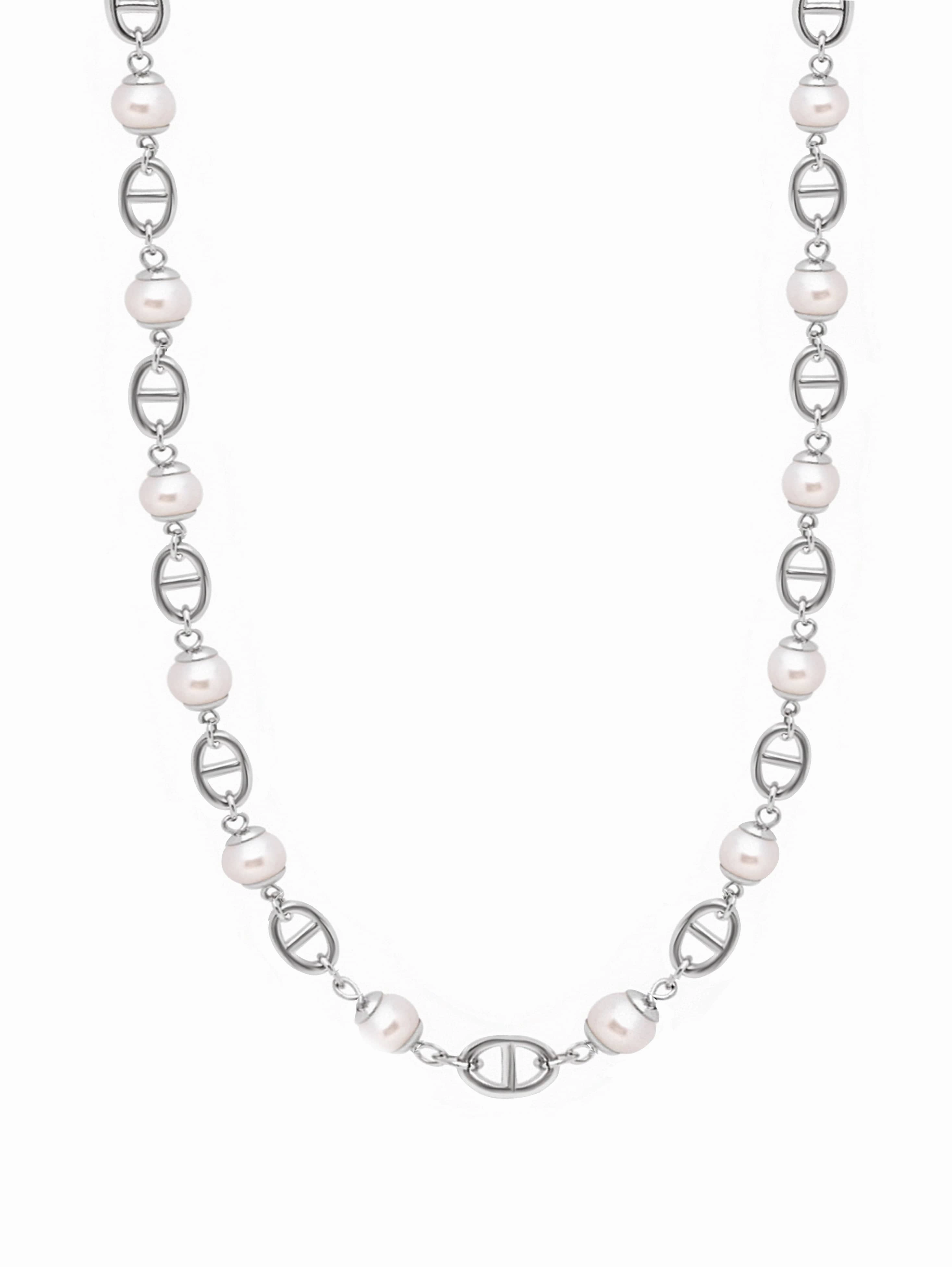 Men's Silver Mariner Chain with Pearls