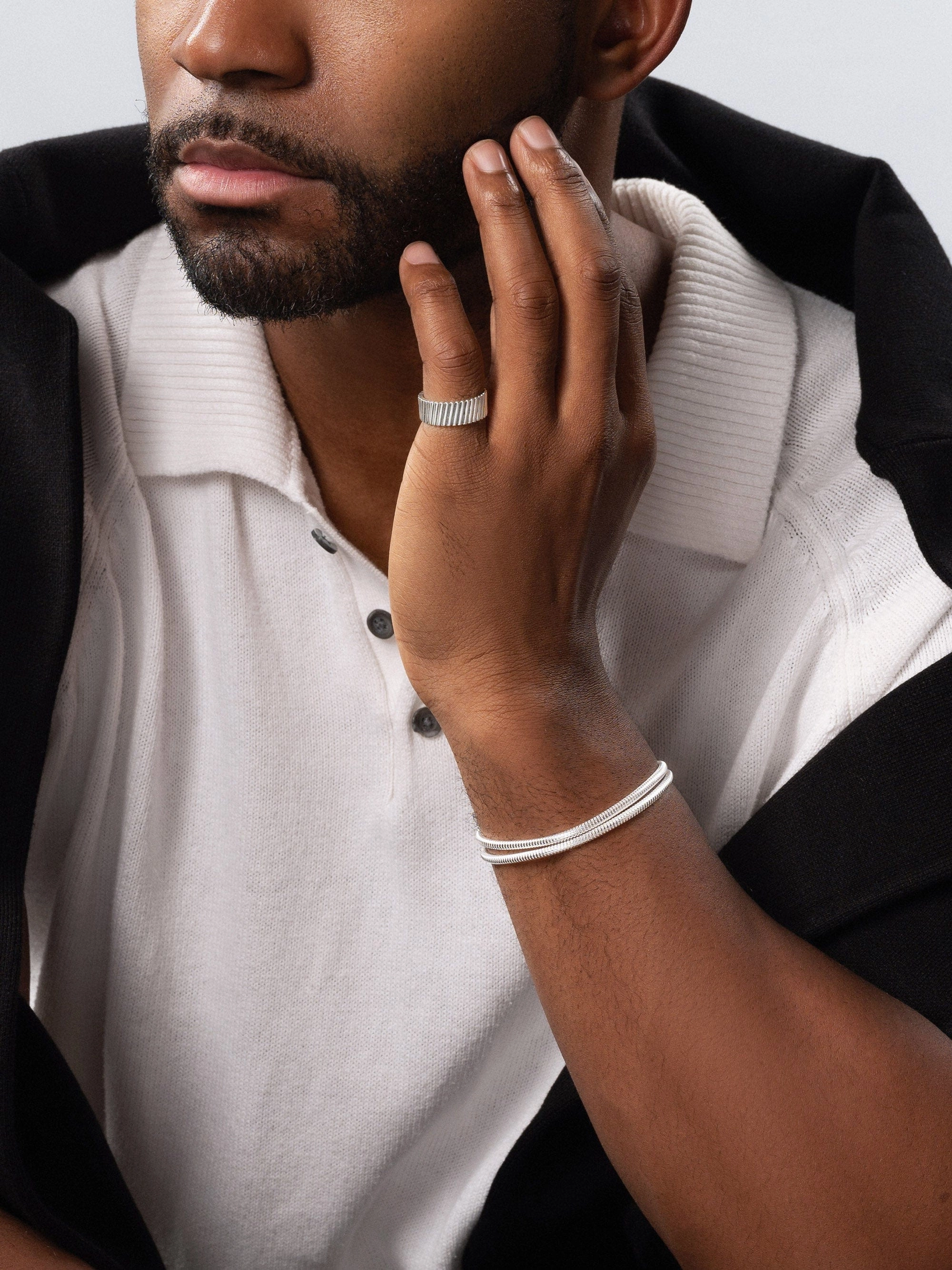Men's Silver Wrap-Around Chain Bracelet