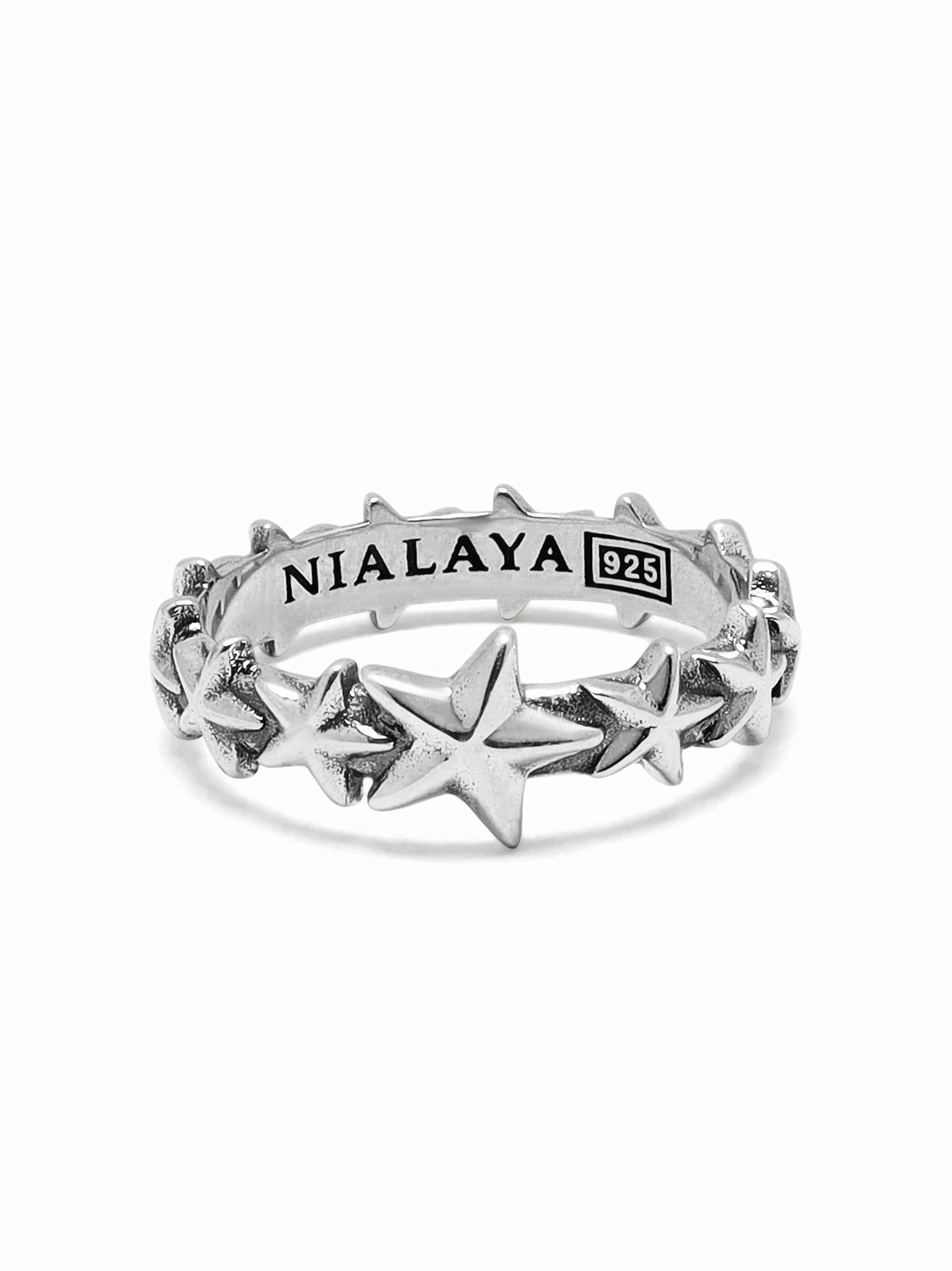 Men's Sterling Silver Star Band Ring