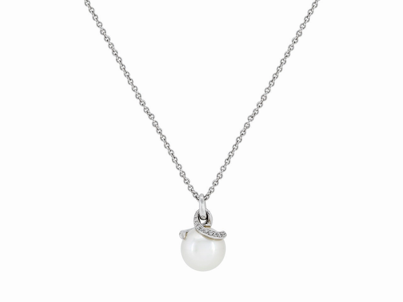 Mikimoto Pearl and Diamond Pendant in 18K White Gold
