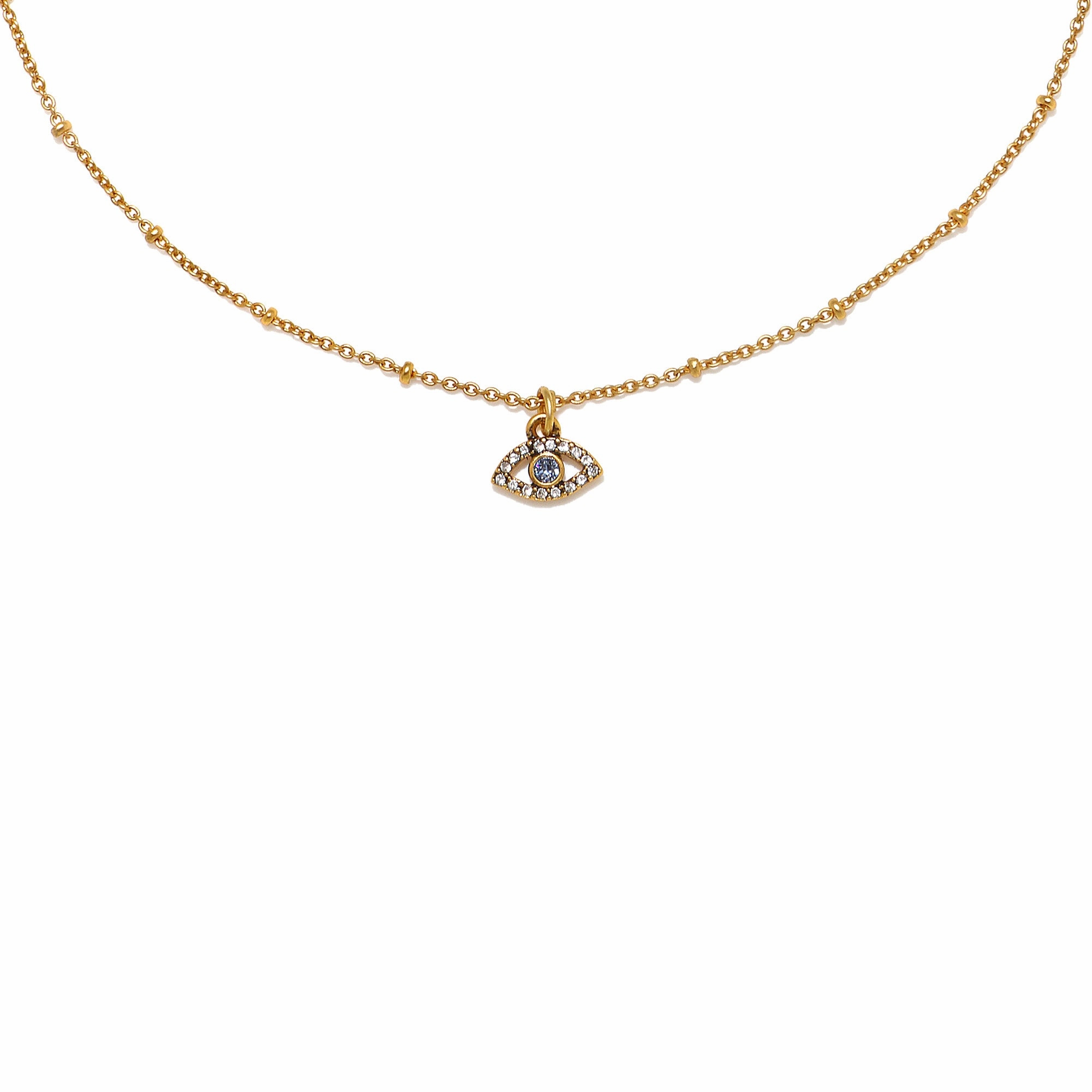 Mini Pav Evil Eye Choker Necklace