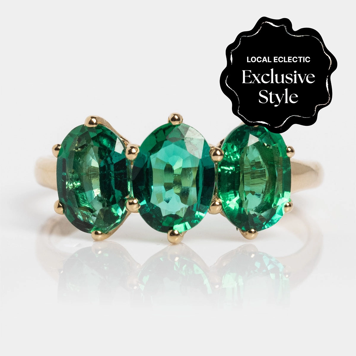 One of a Kind 14k Lab Emerald Queenie Ring