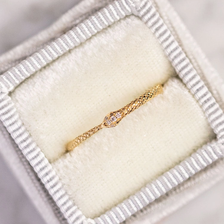 Ouroboros Diamond Snake Ring