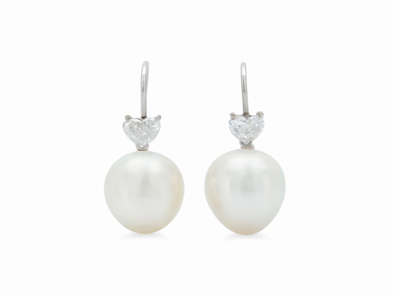 Pearl and Diamond Earrings in 18K White Gold and Platinum