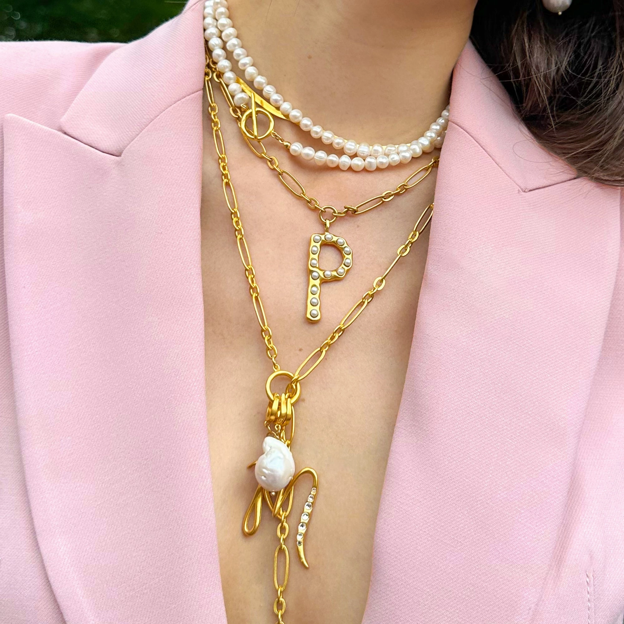 Pearl Initial Necklace