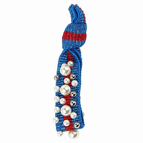 Pearl Stud Hair Tie in Blue and Red