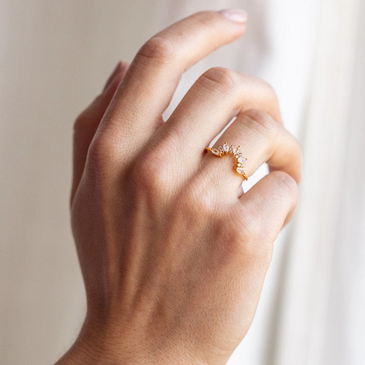 Rainbow Moonstone Sunrise Arc Ring
