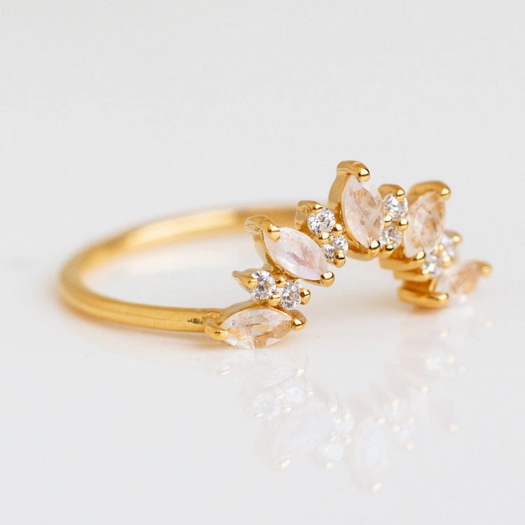 Rainbow Moonstone Sunrise Arc Ring