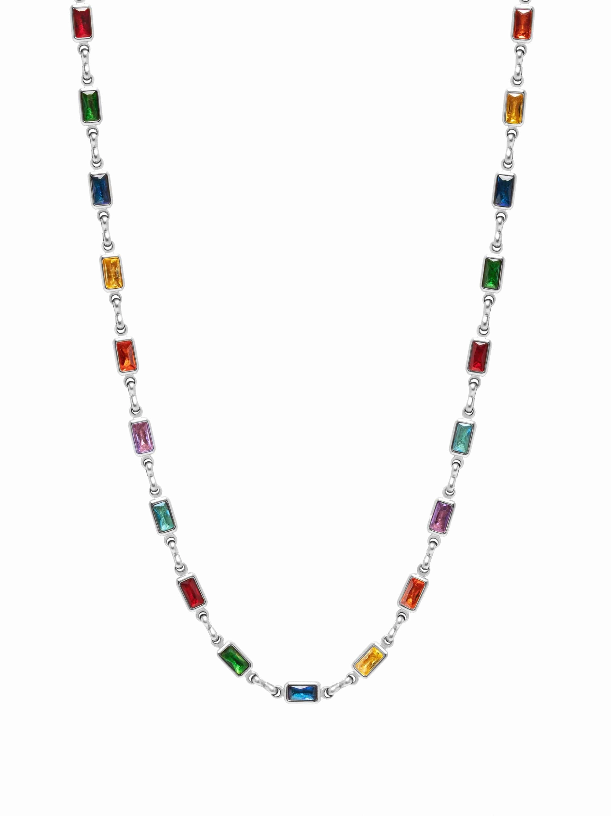 Rectangle Tennis Necklace in Silver