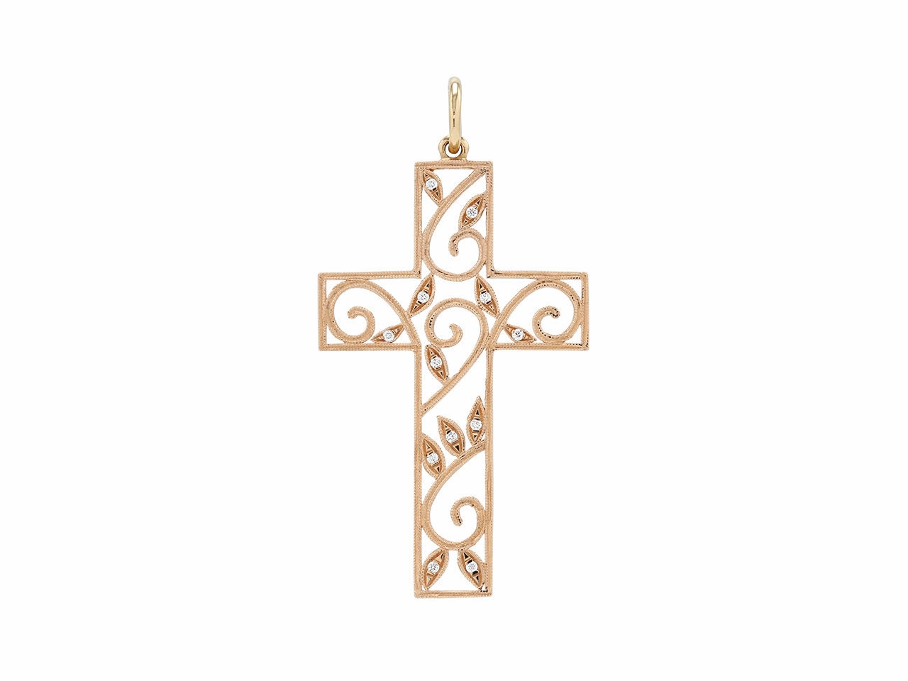 Rhonda Faber Green Diamond Cross Pendant in 18K Rose Gold