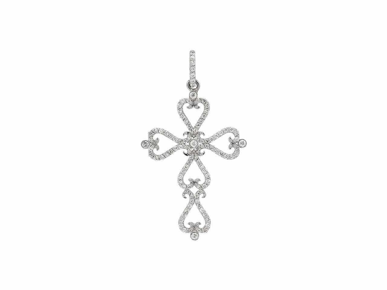 Rhonda Faber Green Diamond Cross Pendant in 18K White Gold