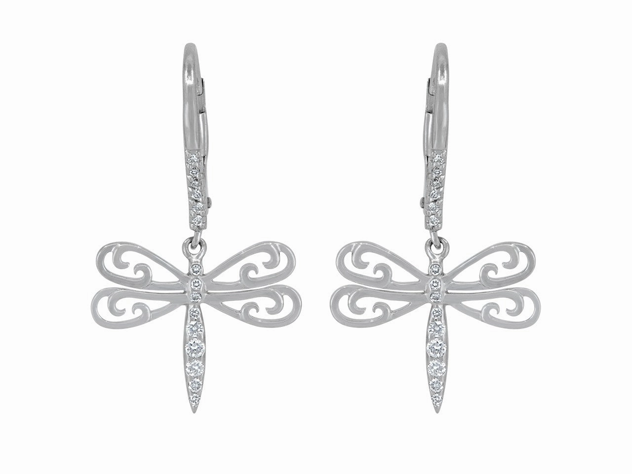 Rhonda Faber Green Diamond Dragonfly Earrings in 18K