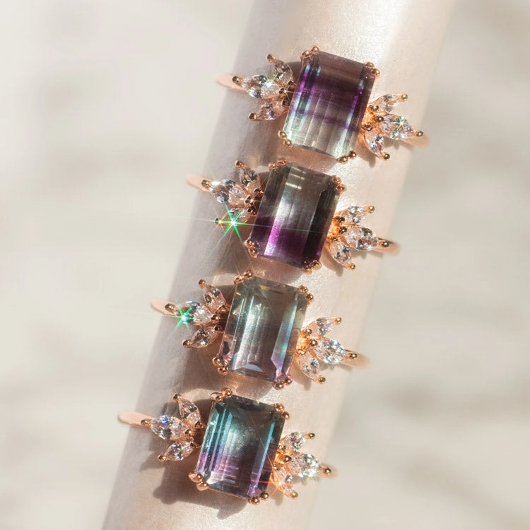Rose Gold Fluorite Topaz Hazy Dream Ring