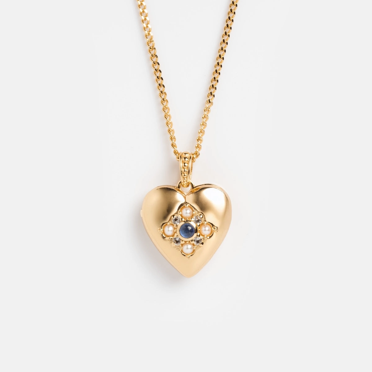 Roses Blue Sapphire Heart Locket