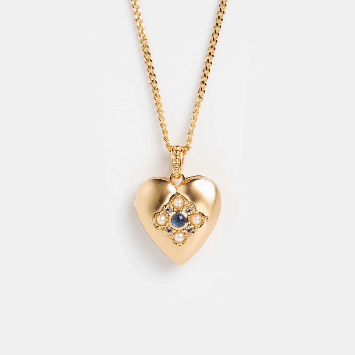 Roses Blue Sapphire Heart Locket