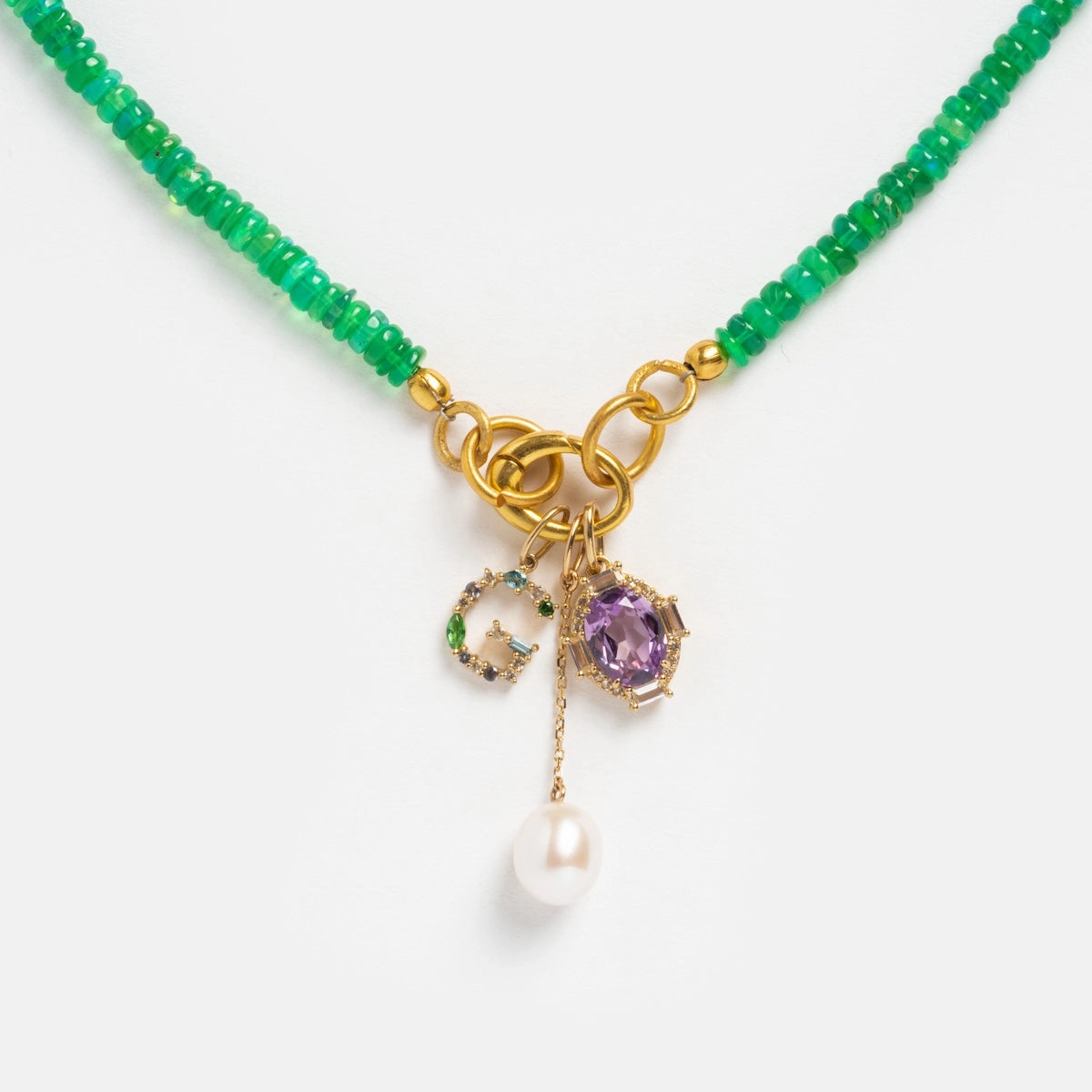 Sale! Beaded Gemstone Charm Holder Necklace