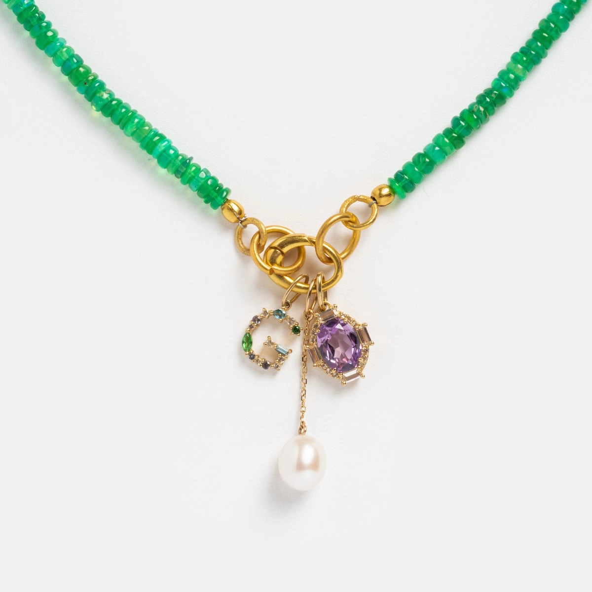 Sale! Beaded Gemstone Charm Holder Necklace