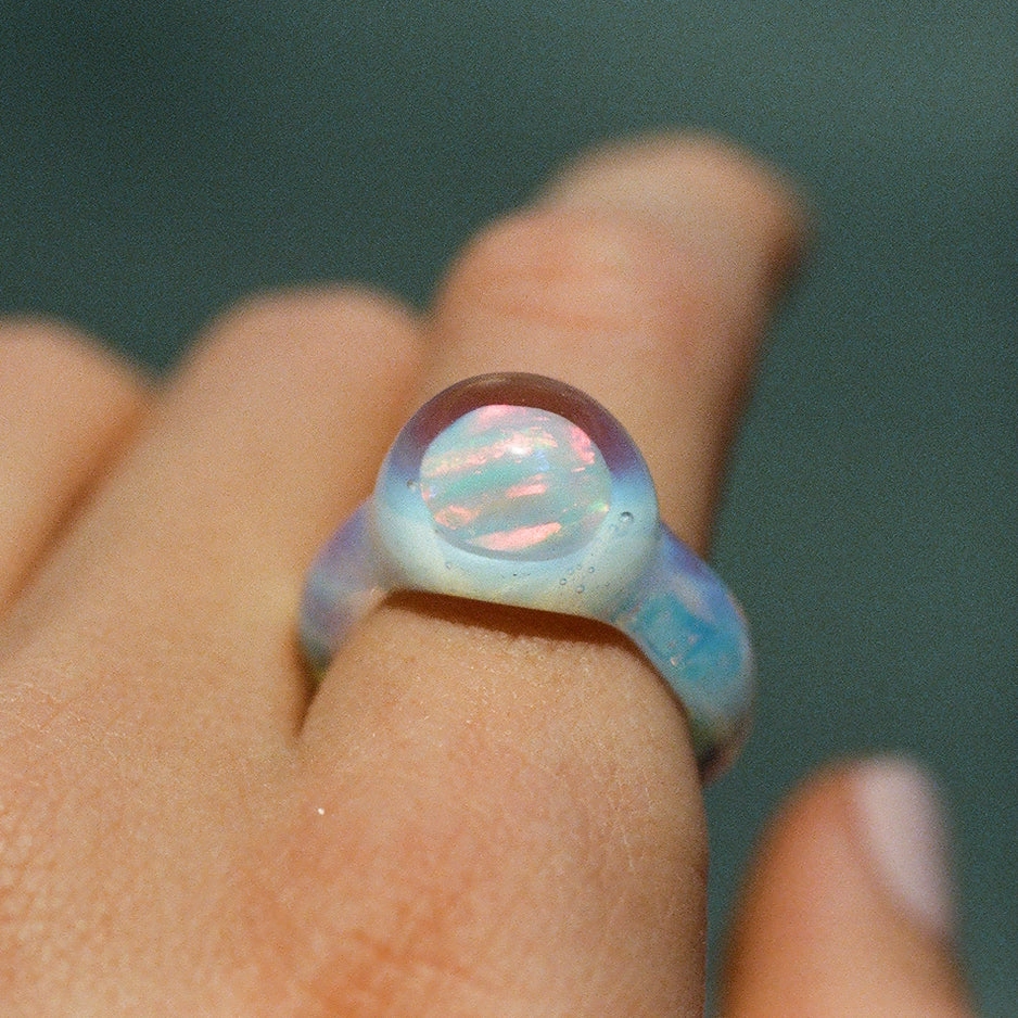 Small Opal Glass Ring