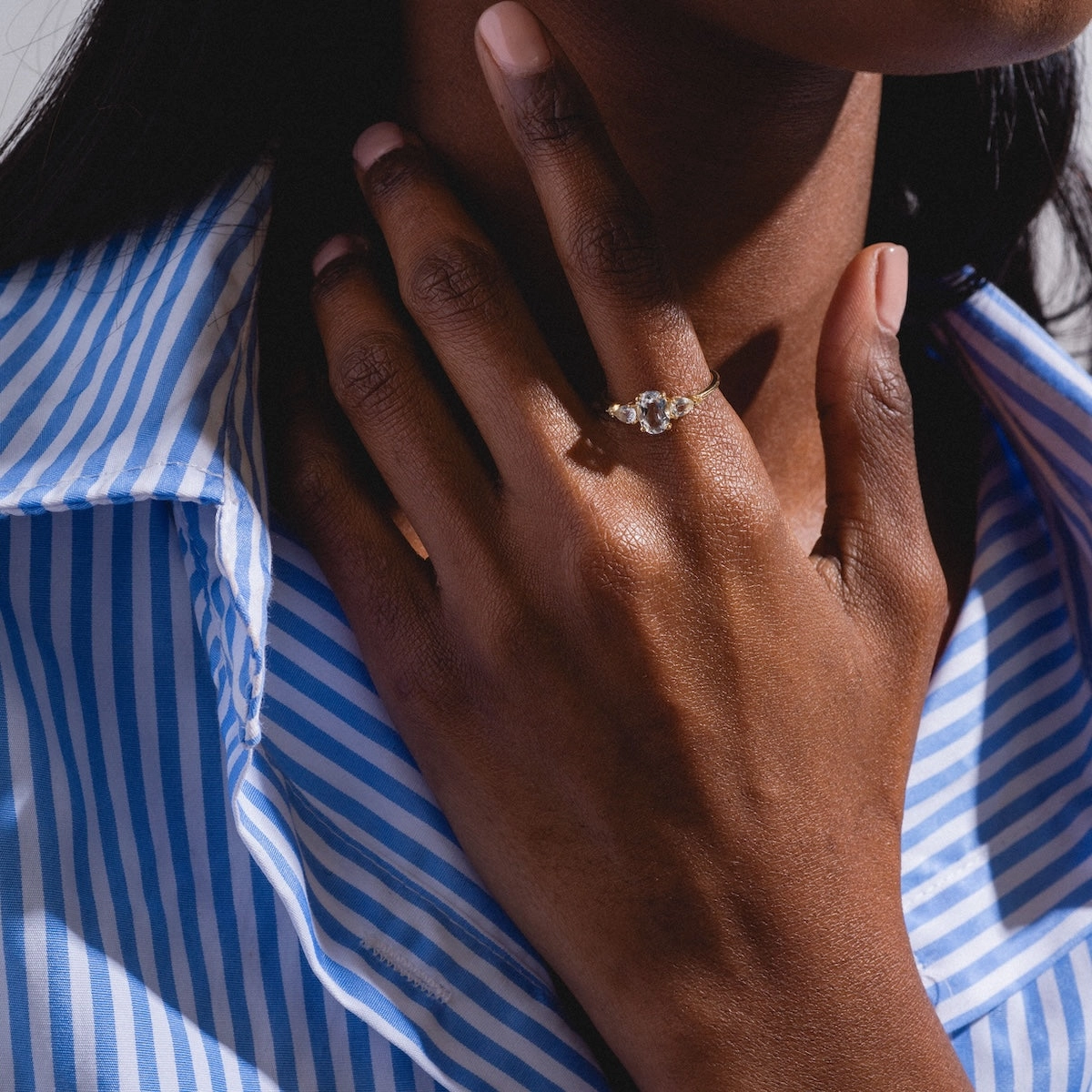 Solid Gold 2025 April Capsule Classic White Topaz Statement Ring