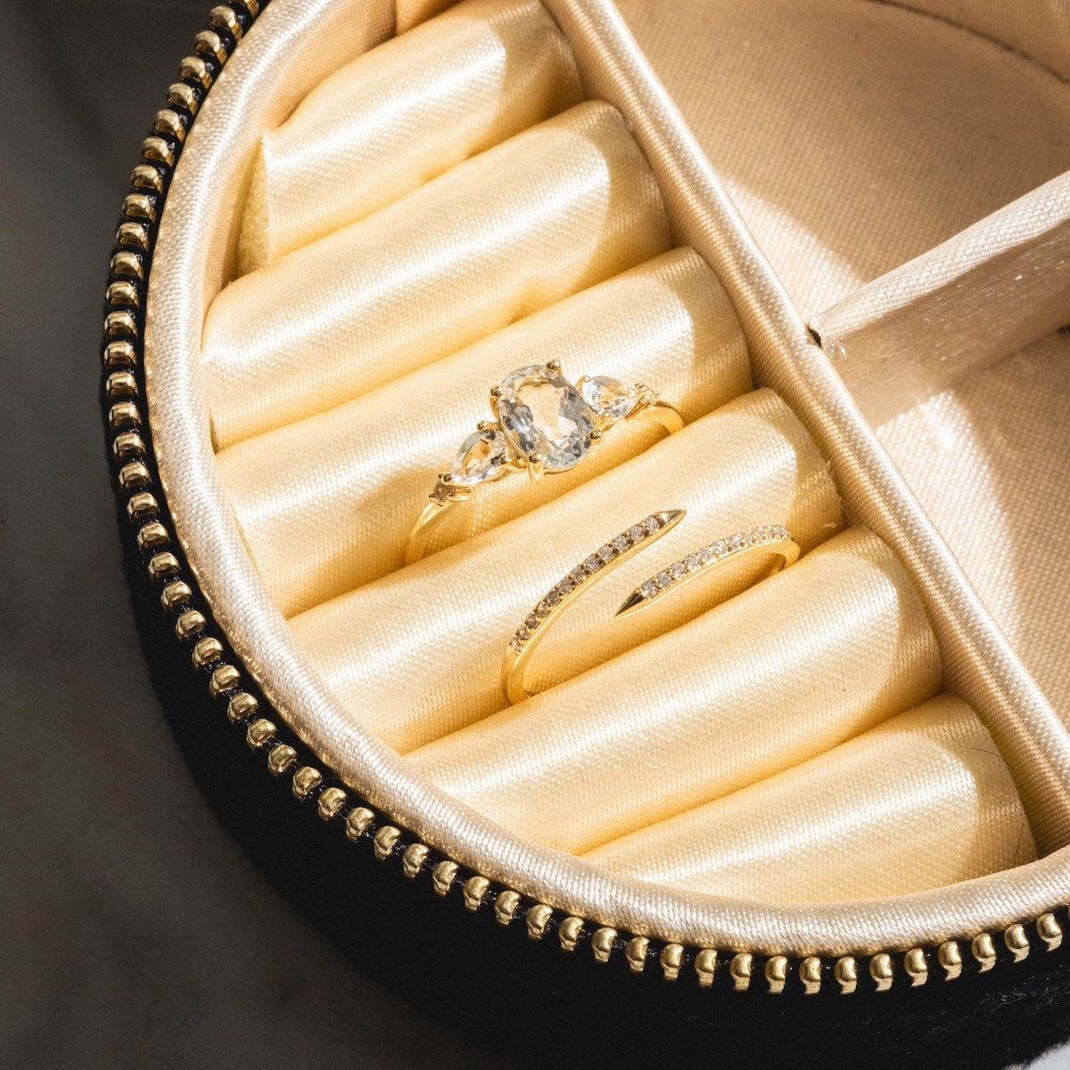 Solid Gold 2025 April Capsule White Topaz Ring Set with Free Gift