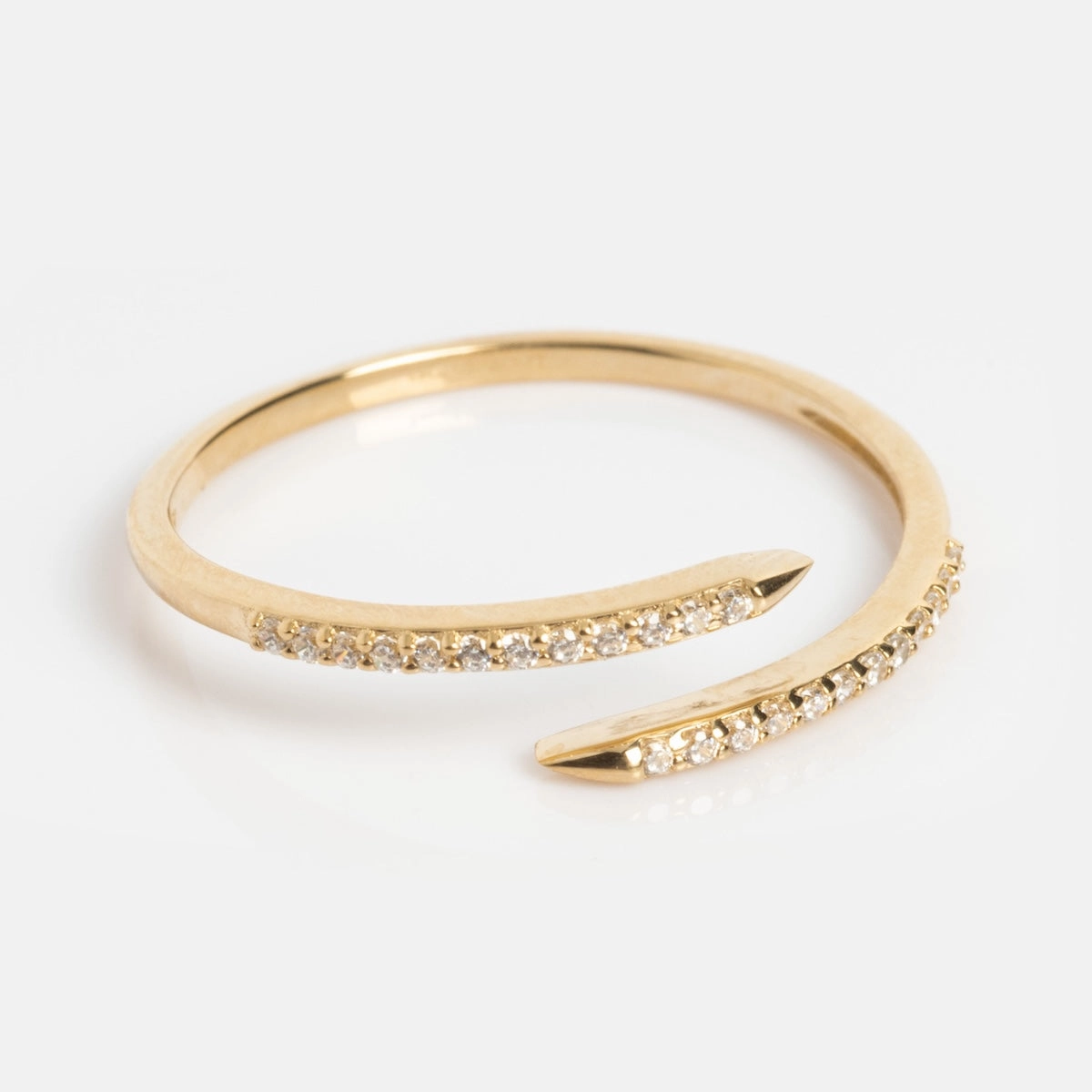 Solid Gold 2025 April Capsule White Topaz Wrapped Stacking Ring