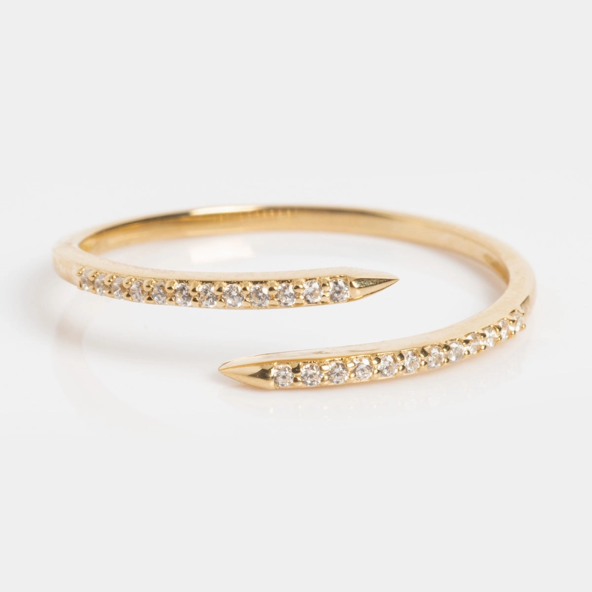 Solid Gold 2025 April Capsule White Topaz Wrapped Stacking Ring