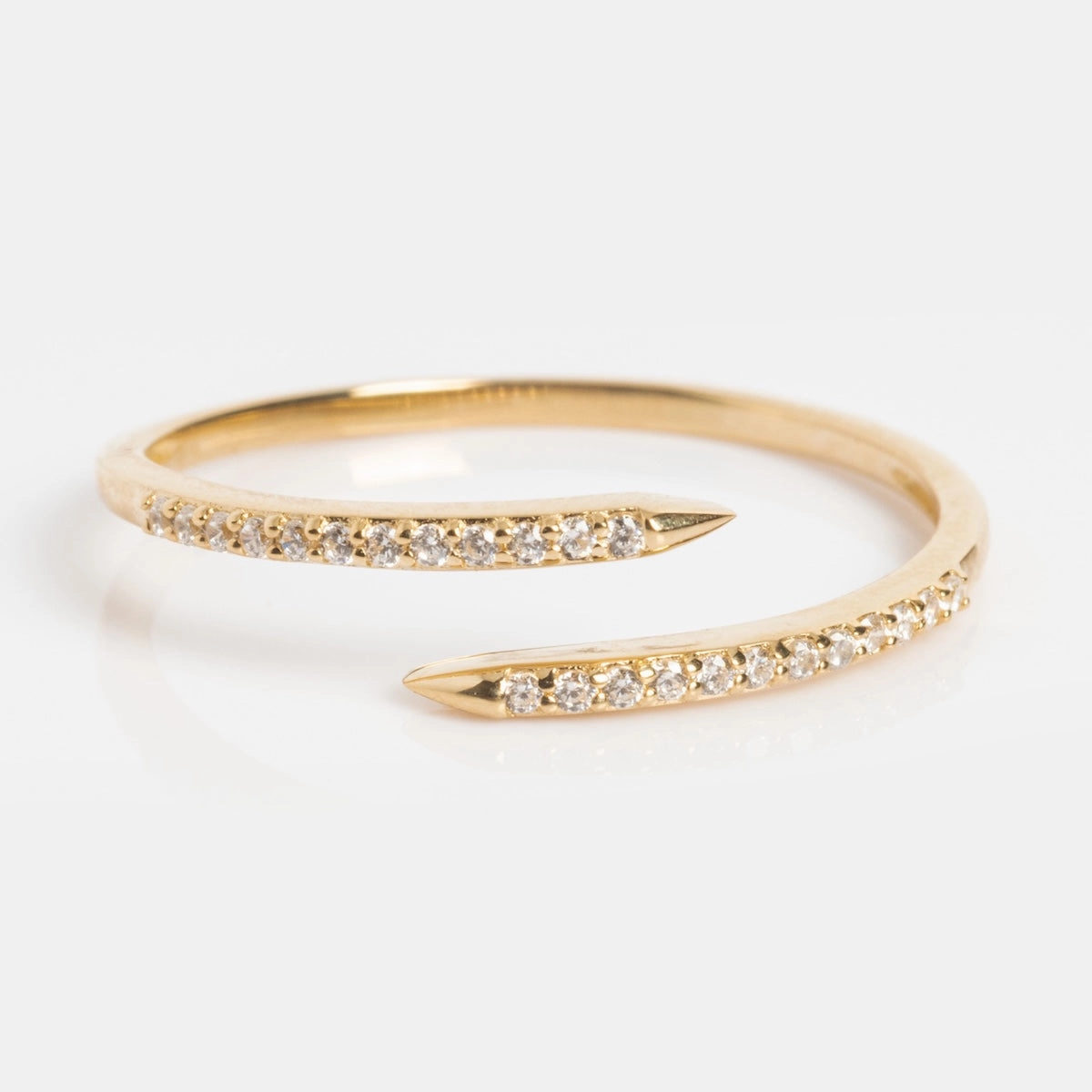 Solid Gold 2025 April Capsule White Topaz Wrapped Stacking Ring