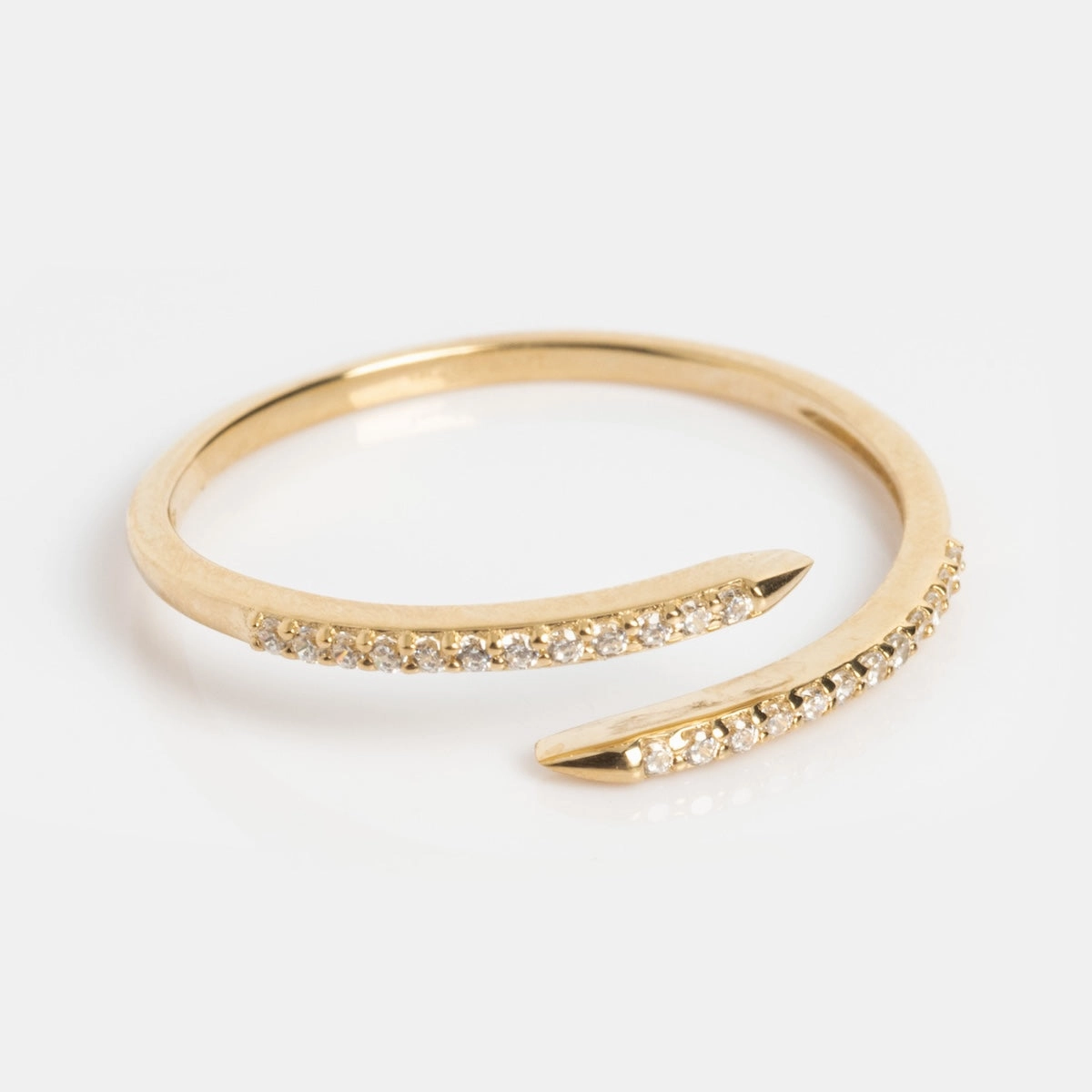 Solid Gold 2025 April Capsule White Topaz Wrapped Stacking Ring