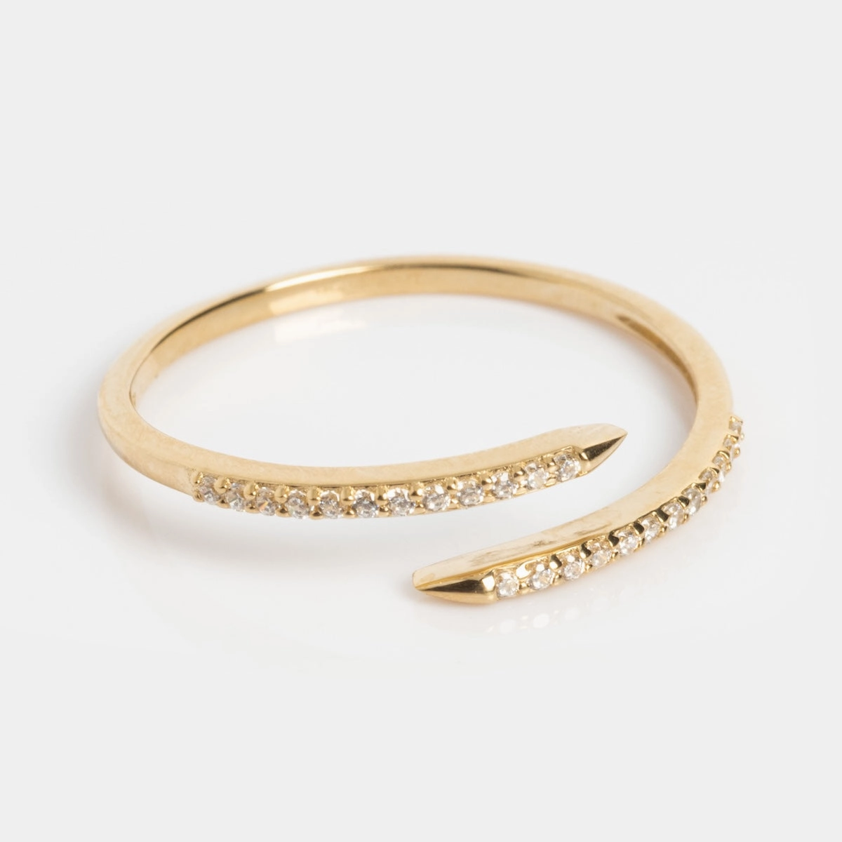 Solid Gold 2025 April Capsule White Topaz Wrapped Stacking Ring