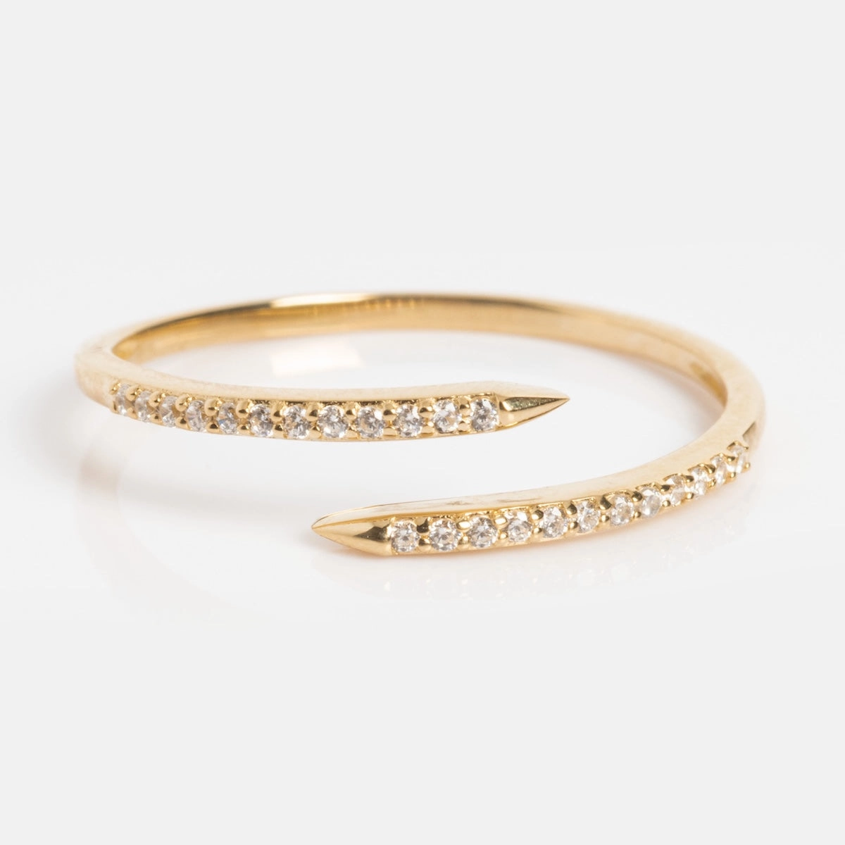 Solid Gold 2025 April Capsule White Topaz Wrapped Stacking Ring