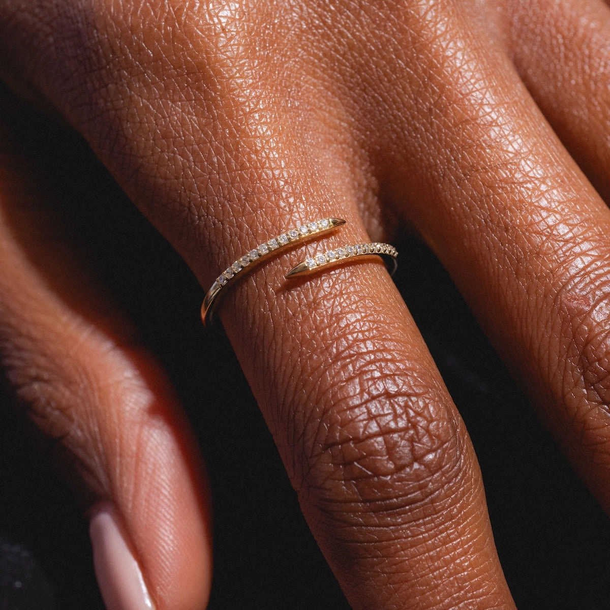 Solid Gold 2025 April Capsule White Topaz Wrapped Stacking Ring