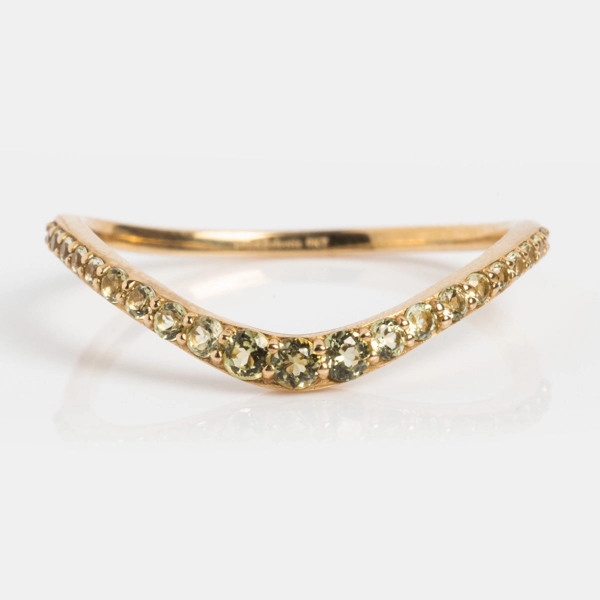Solid Gold 2025 August Capsule Curved Peridot Stacking Ring