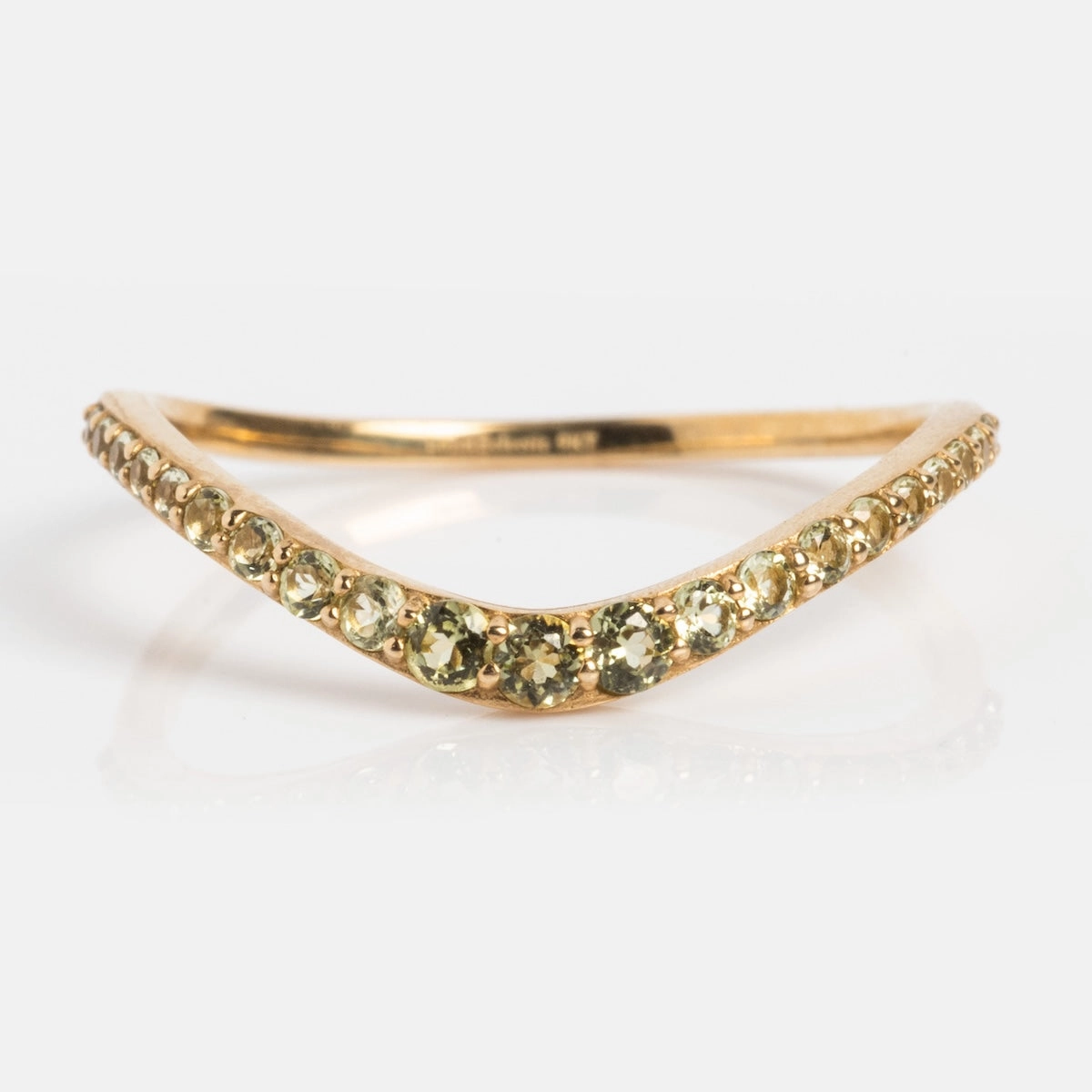 Solid Gold 2025 August Capsule Curved Peridot Stacking Ring