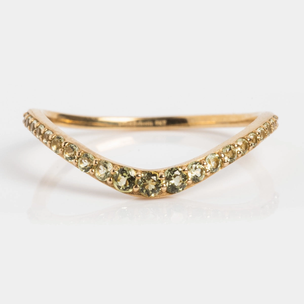 Solid Gold 2025 August Capsule Curved Peridot Stacking Ring