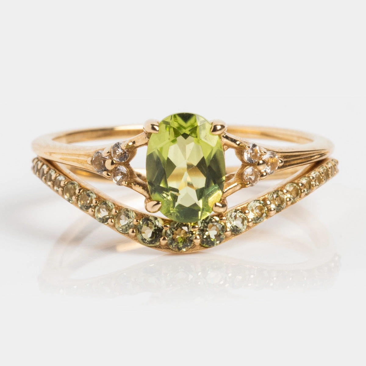 Solid Gold 2025 August Capsule Peridot Ring Set with Free Gift