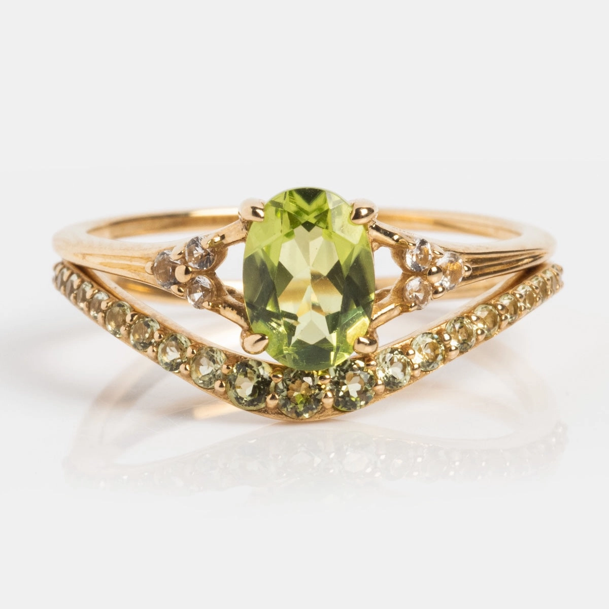 Solid Gold 2025 August Capsule Peridot Ring Set with Free Gift