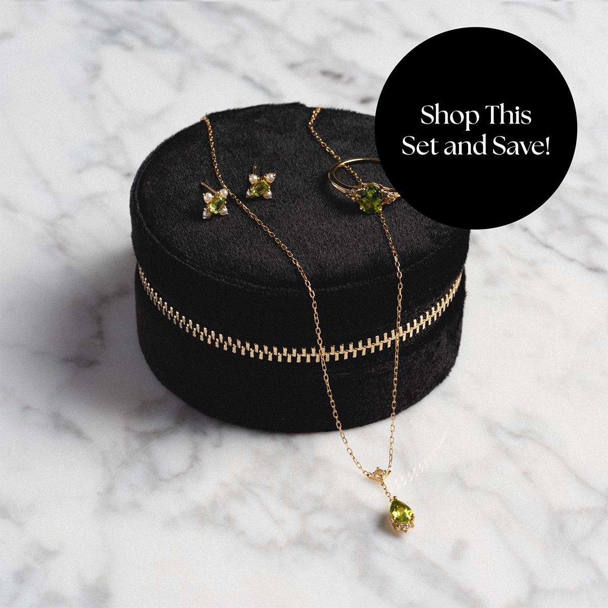 Solid Gold 2025 August Capsule Peridot Statement Set with Free Gift