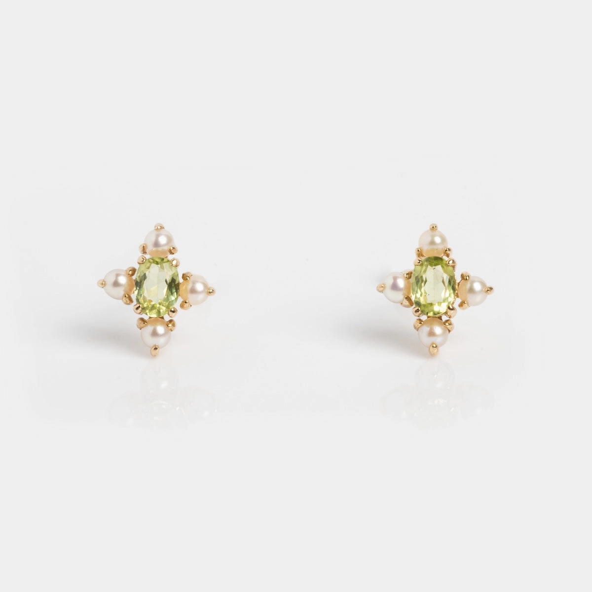 Solid Gold 2025 August Capsule Vintage Inspired Peridot Stud Earrings